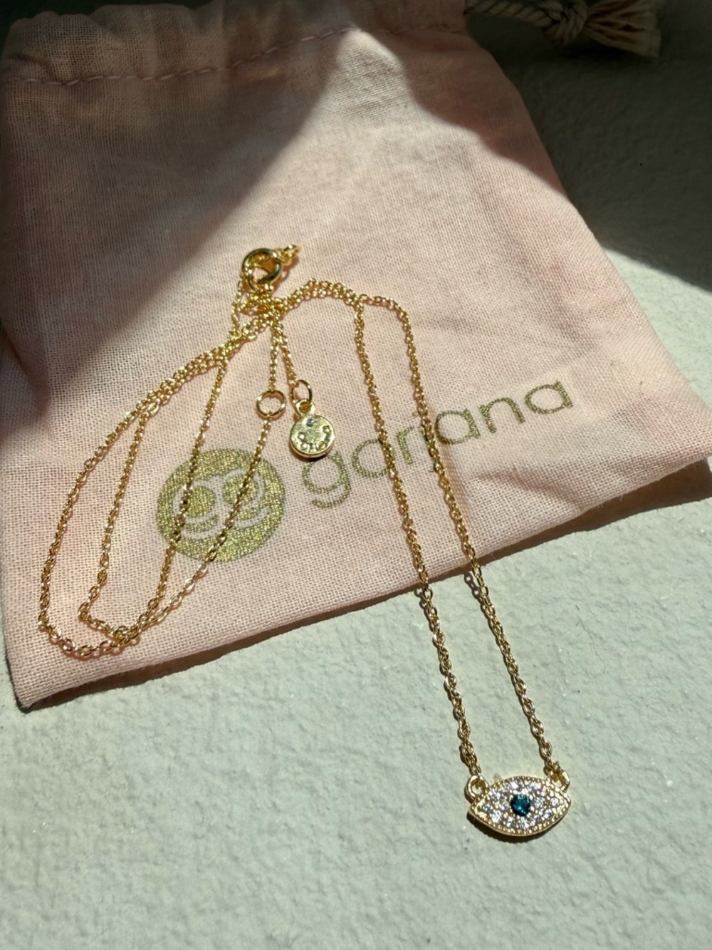 Gorjana Gold Evil Eye Necklace with Blue Center Stone